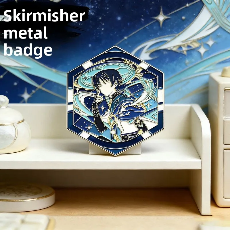 Genshin Impact Scaramouche Enamel Pin, Wanderer Fanart Metal Lapel Brooch Badge for Backpack, Collectible Gift