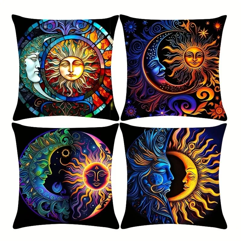 Decorative Throw Pillow Covers Sun And Moon Pillow Covers  Farmhouse Outdoor Modern Pillow Covers For Couch Sofa Living Room