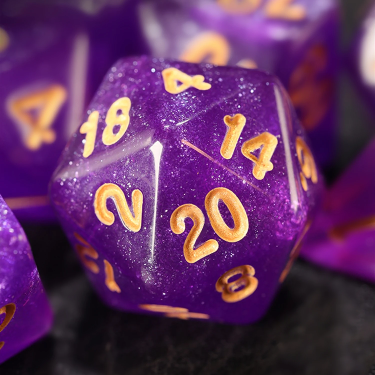 7Pcs/Set Purple Starry Sky Dice D&D COC Dice D4 D6 D8 D10 D% D12 D20 Table Games DND RPG Dice Set