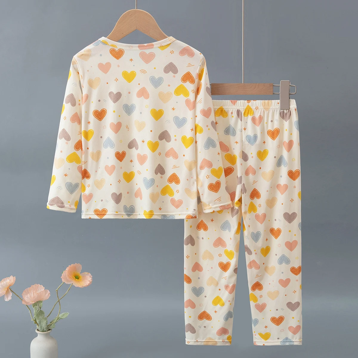 2-teiliges Kinder-Set für alle Jahreszeiten, langärmelige Hose mit niedlichen Mustern, farbenfroh, modisch, lässig, bequem, schweißabsorbierend, für Mädchen – Detail 4