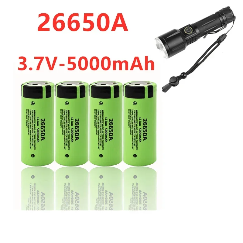 Batería recargable de iones de litio para linterna, batería para 26650A, 100% V, 3,7 mAh, 5000, 26650