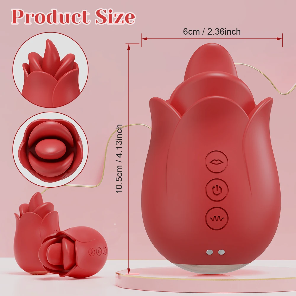 Rose Powerful Swing Tongue Licking Vibrator Clit Nipple Vibration Massage Vibrators G Spot Masturbation Sex Toys for Women Adult