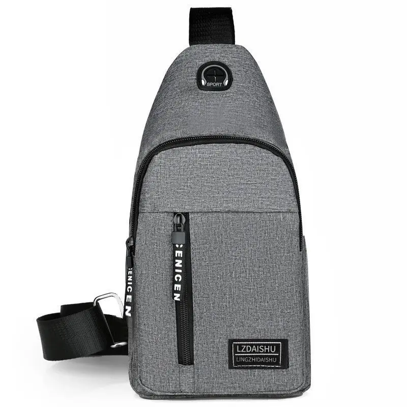 Sac de poitrine en toile pour hommes, sac à bandoulière de voyage en plein air, sac à bandoulière à la mode pour hommes, petit sac de taille USB, sacs de messagers initiés