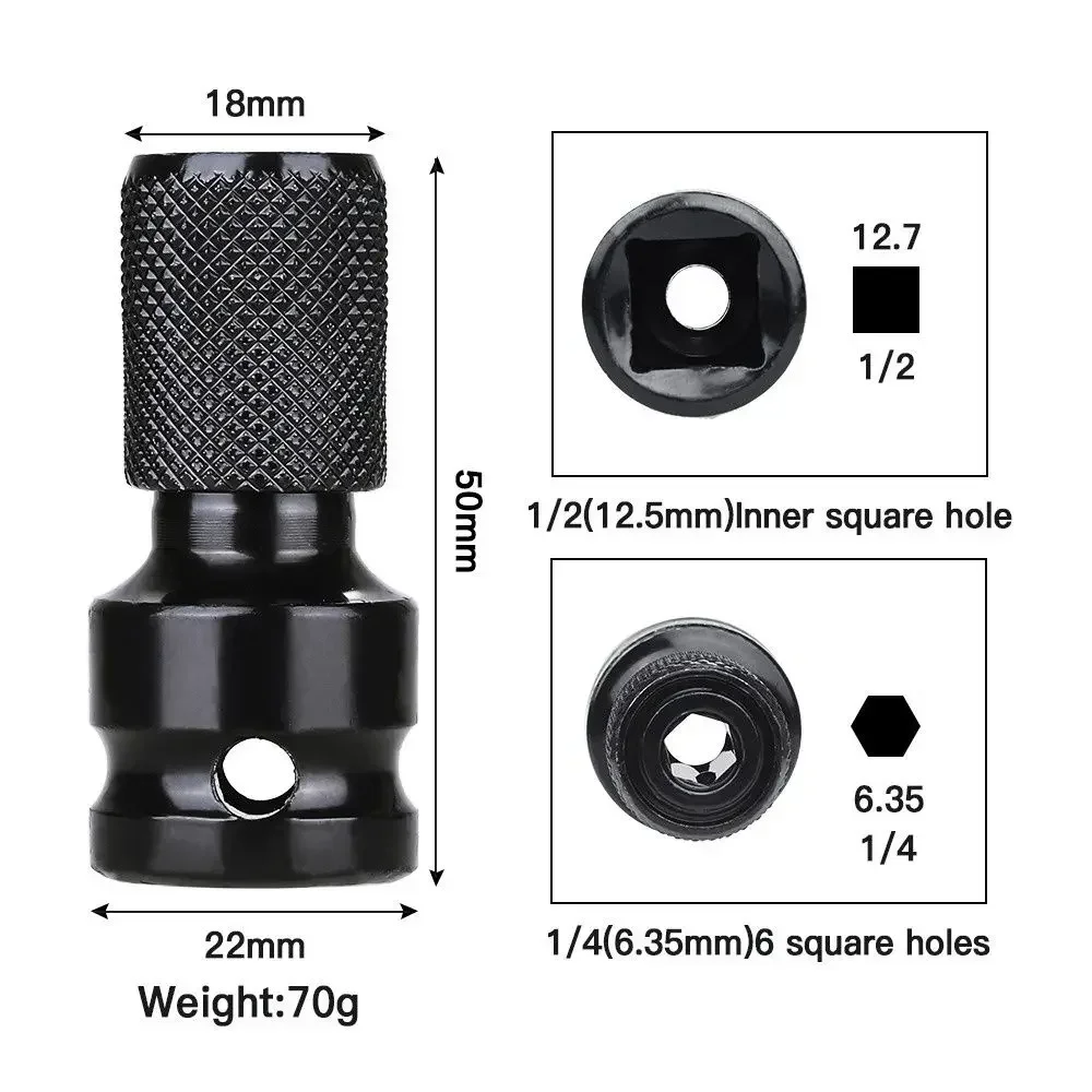 Stonego 1pc 1/2 polegada unidade quadrada para 1/4 polegada hex soquete adaptador conversor chuck adaptador para impacto ar e chave elétrica