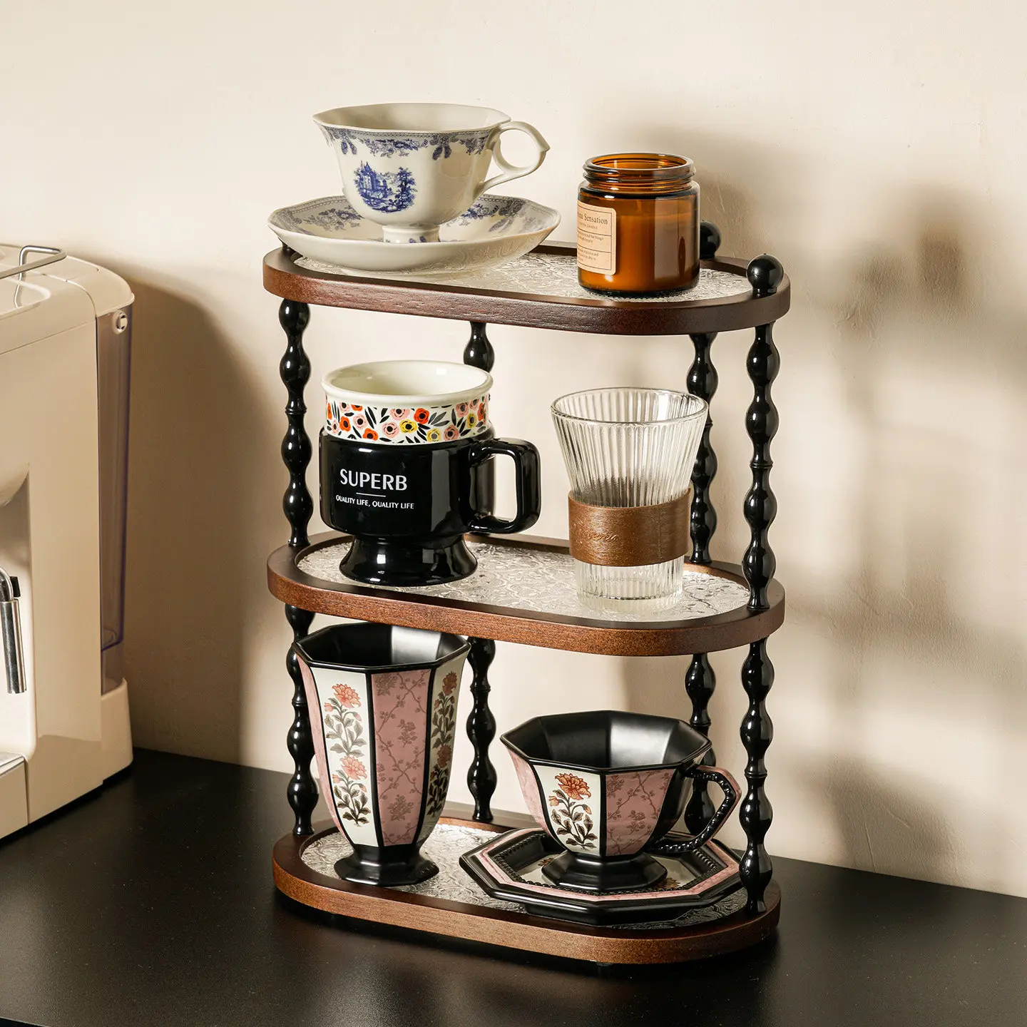 

Настольный декоративный элемент из массива дерева, многофункциональный, в минималистичном современном винтажном стиле, подставка для чашек, держатель для стаканов, для хранения кофе, новинка.