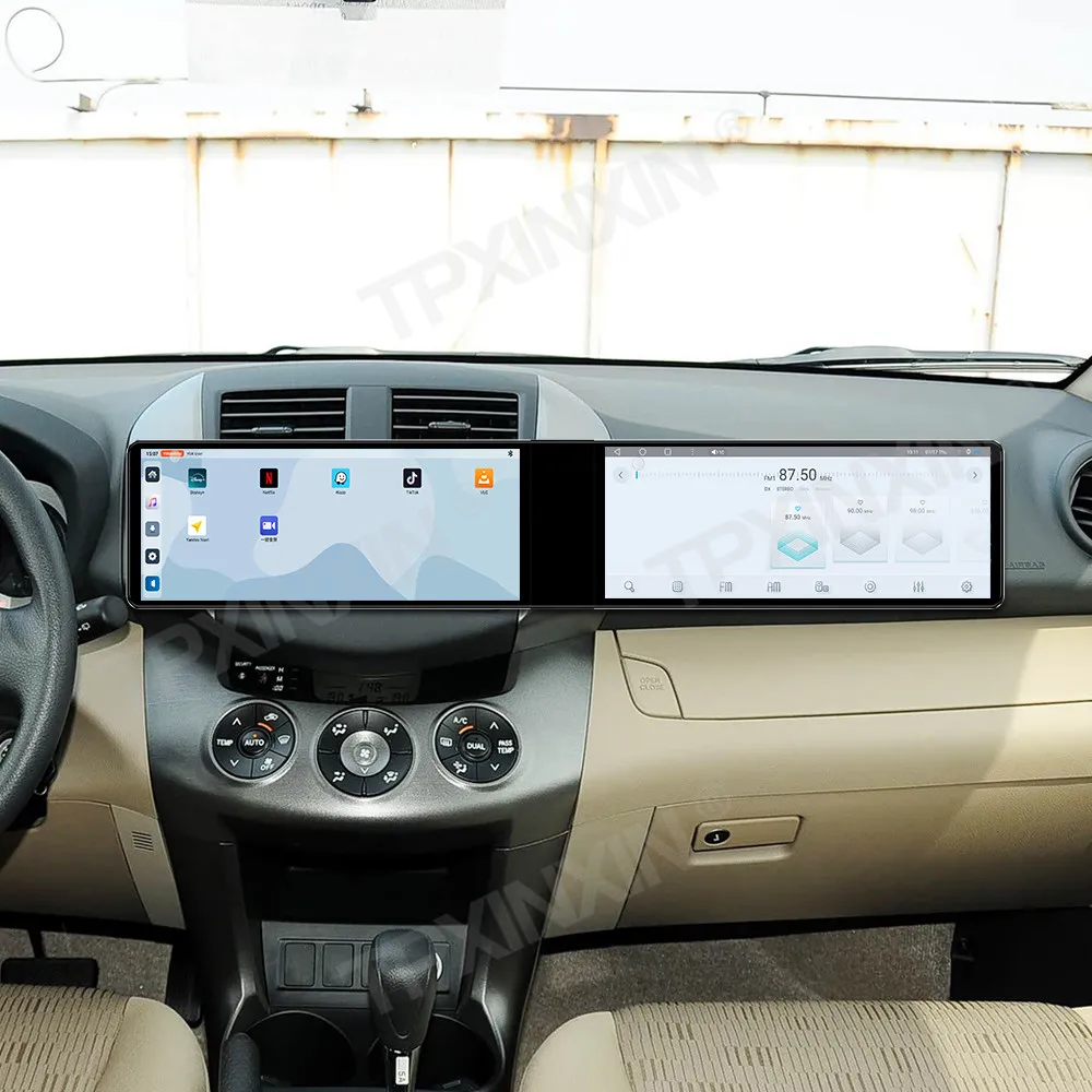 Car Radio CarPlay For Buick RAV4 2007-2011 Dual 12.3 Inch GPS Navigation Android 13 Multimedia Player Head Stereo Unit HD Screen