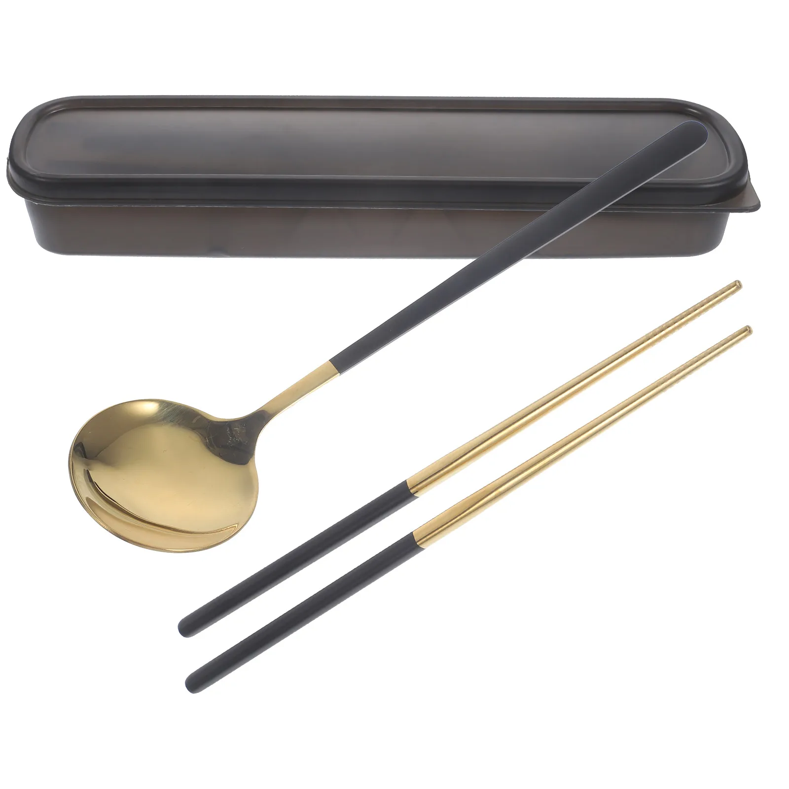 

Stainless Steel Spoon and Chopsticks Set Food Tableware Household Metal Serving Plastic