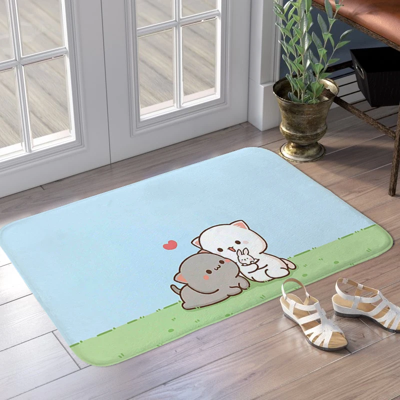 Room Floor Carpet D-Peach Mochi Cat Kitchen Bedroom Rug Hallway Waterproof Bathroom Mat Slip-resistant Doormat Entrance Door