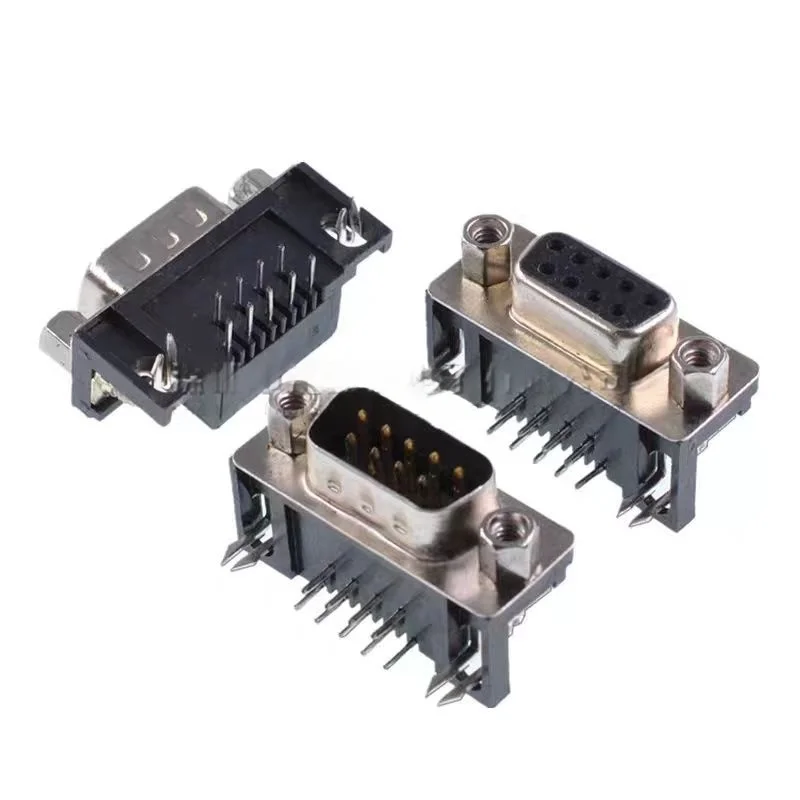 10Pcs/Lot Dr9 D-Sub/Vga Connector Plug-In Type Db9 90-Degree Bend 9P Female / Male