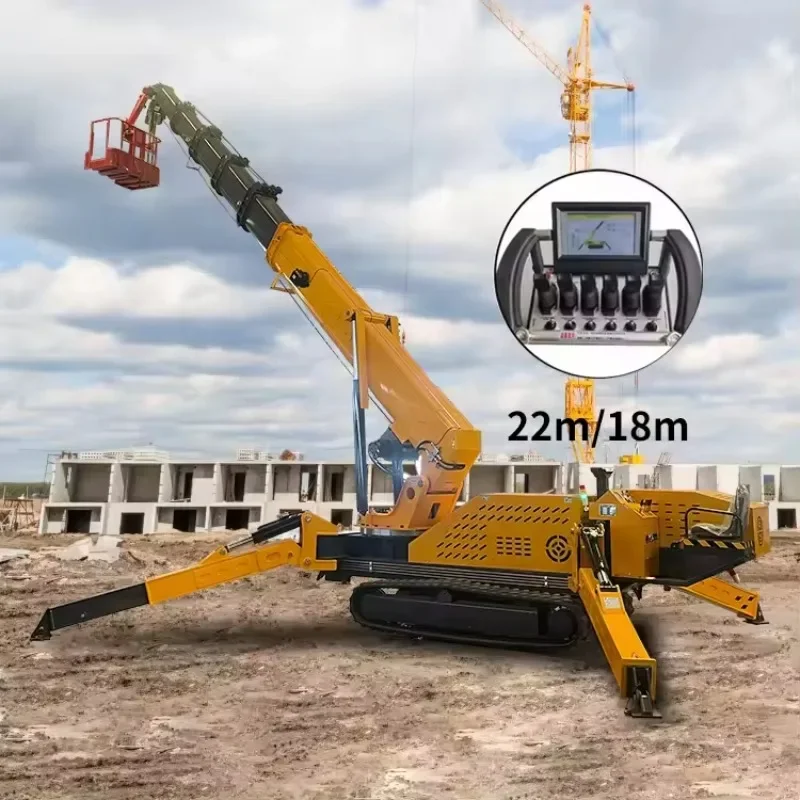 Mobile Spider Crane Fly Jib 5 Ton 8 Ton 12 Ton Remote Control Spider Crawler Cranes with Man Basket