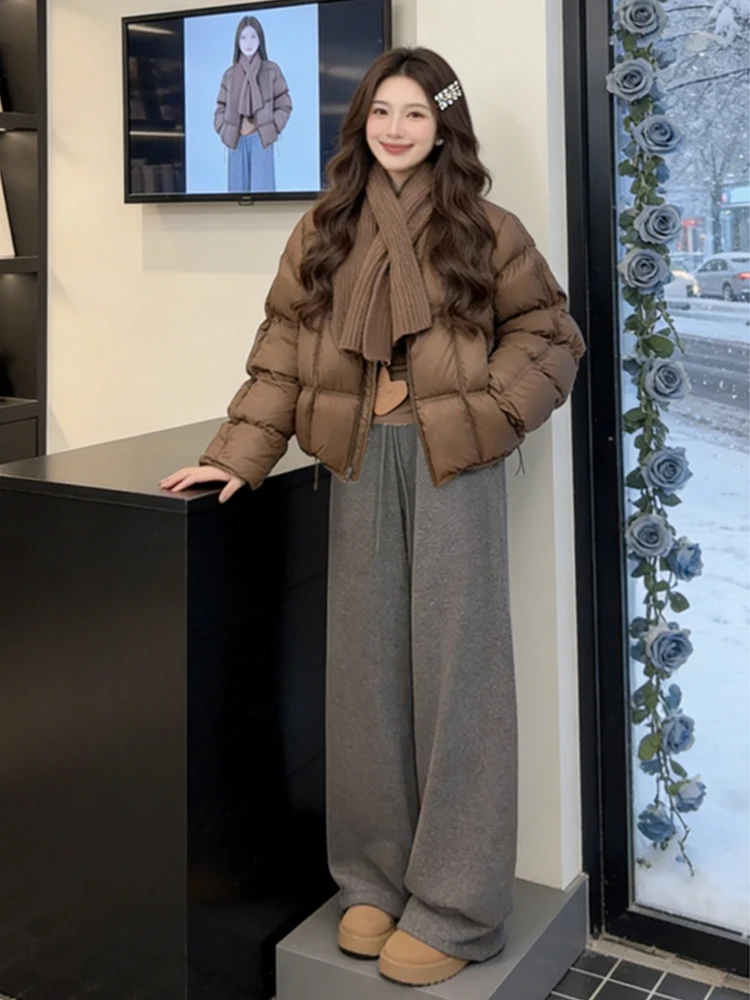 

Женская короткая утепленная куртка-пуховик из хлопка, повседневная зимняя одежда в корейском стиле, свободный крой