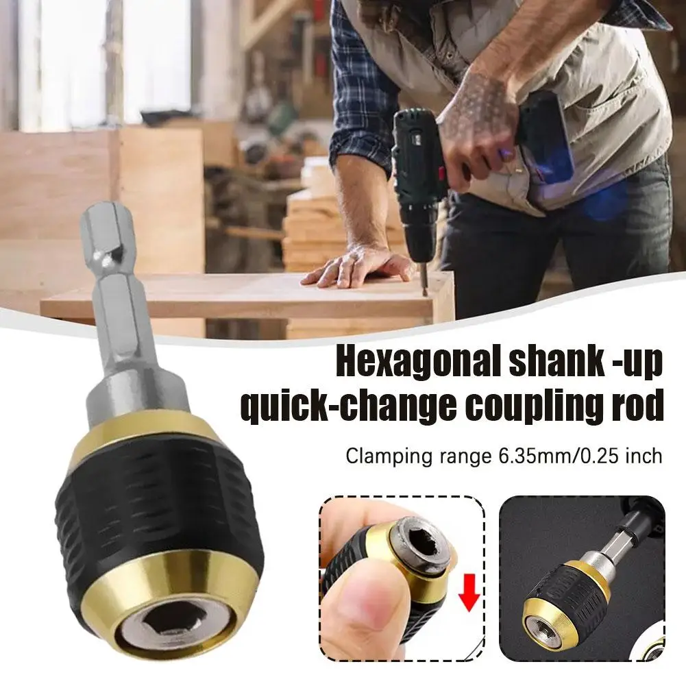 Hexagonal Shank Chuck For Electric Grinder Drills Up Quick Change Extension Rod Converter D7W1