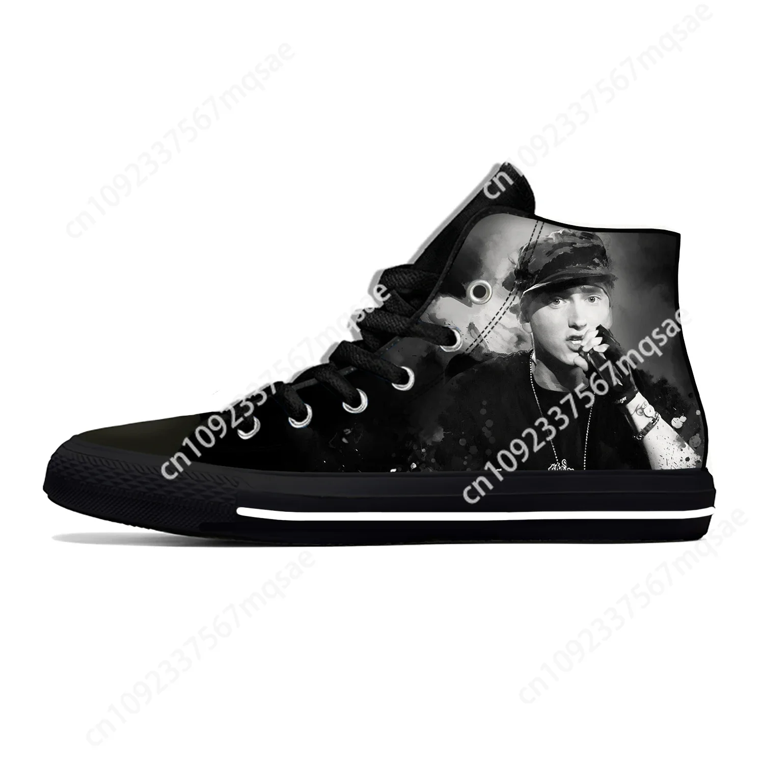 

Eminem Hip Hop Rapper Rap Music Fashion Popular Casual Cloth Shoes High Top Lightweight Breathable Custom Men Women Sneakers