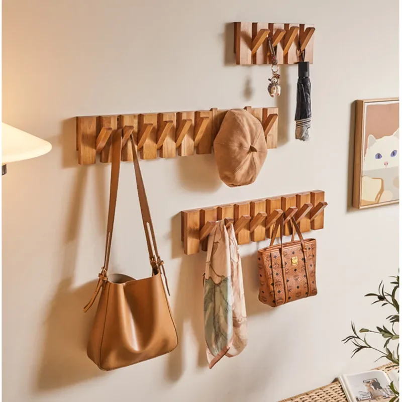 Nordic Creative Clothes Hanger Solid Wood Piano Keys Coat Rack Multifunctional Wall Hooks Stable Load-bearing Home Accessories