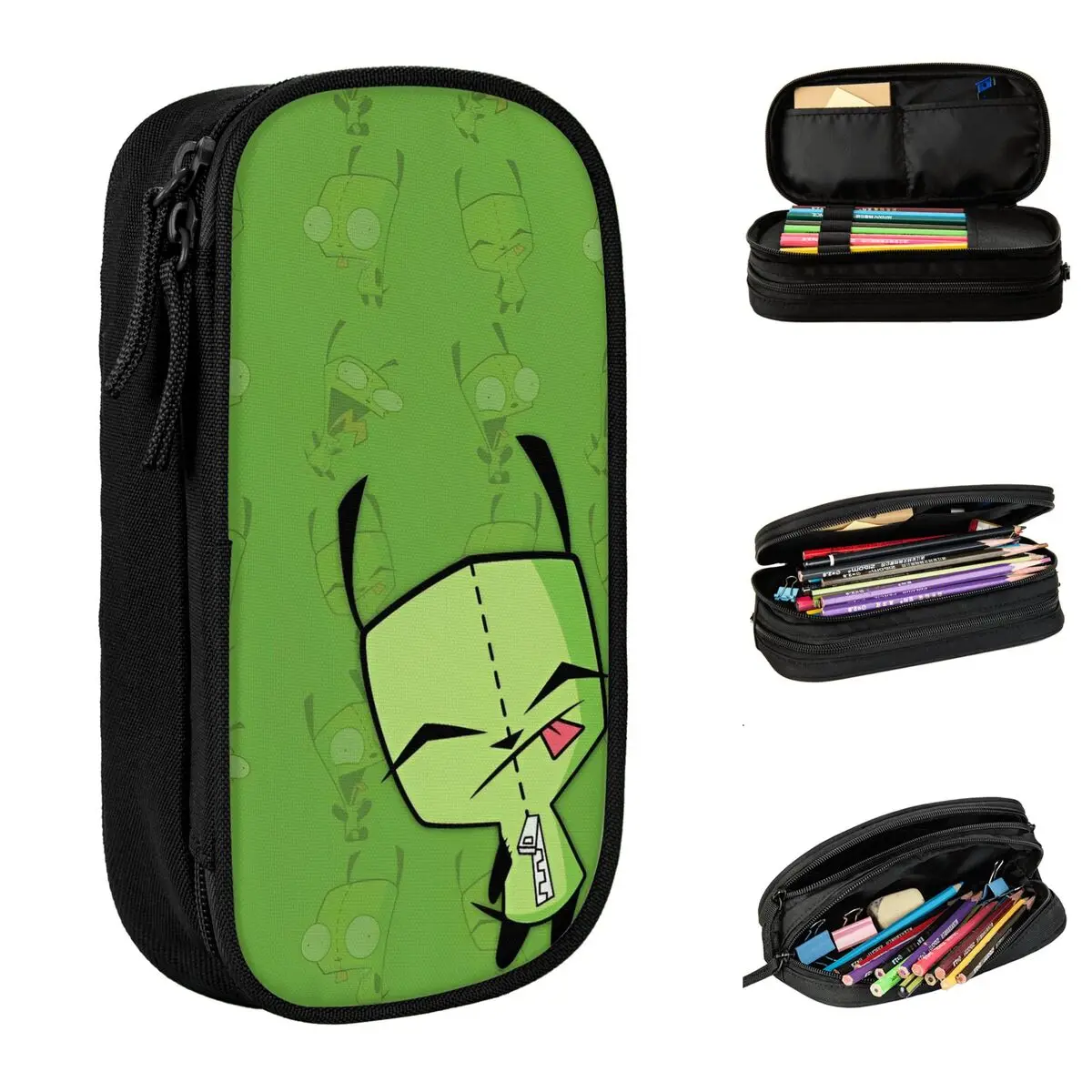 Invader Zim Gir Pencil Case Pencil Pouch Pen Holder for Student Big Capacity Bag Students School Gifts Stationery