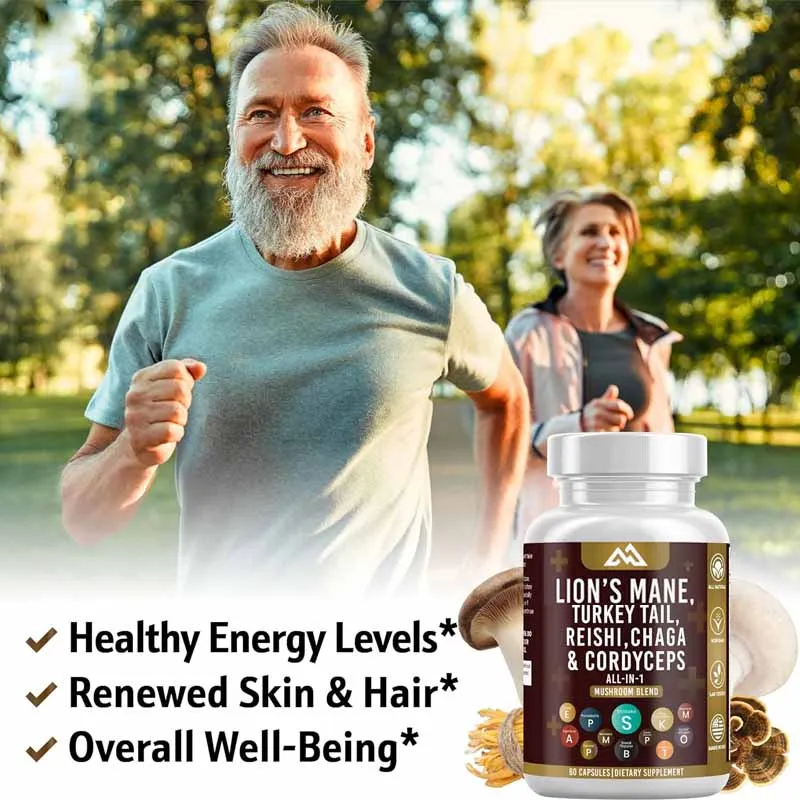 Turkey tail mushroom supplement 2000mg Ganoderma lucidum 1000mg Cordyceps sinensis 1000mg Cotton candy root-60 capsules