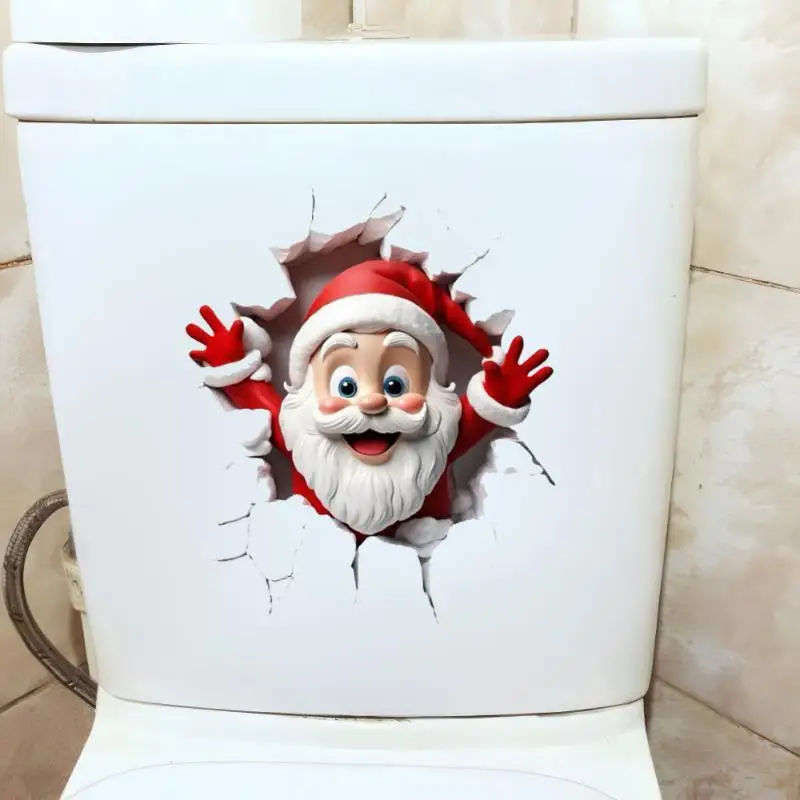 Christmas Snowman Tree Toilet Sticker Merry Christmas Party Decoration Xmas Bathroom Decor Navidad Natal New Year Gift