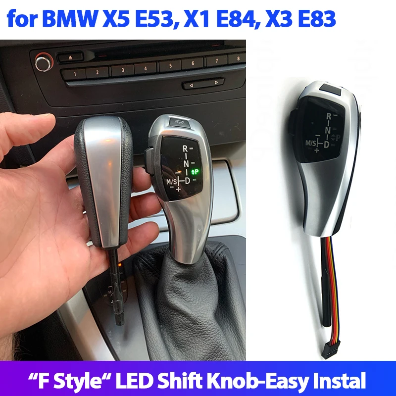 

LED Gear Shift Knob Automatic Gear Shifter Lever Handle for bmw x5 E53, x1 E84, x3 E83 carbon fiber black and silver