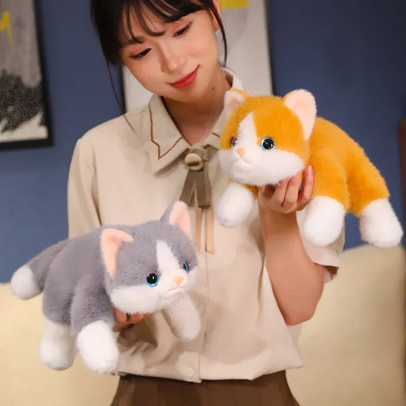 30-65CM Simulated Cat Doll Plush Toy Stuffed Soft Animal Plush White Gray Kitten Pillow Kids Girls Birthday Gift Pet Toys Deco