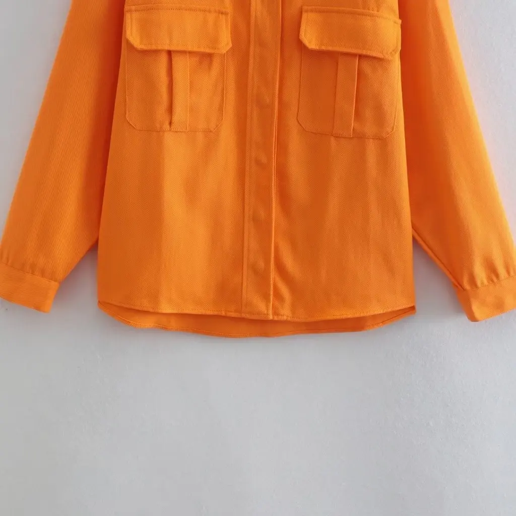 

Women's Orange Loose Denim Coat Spring European American Style Wholesale Fashion Outerwear