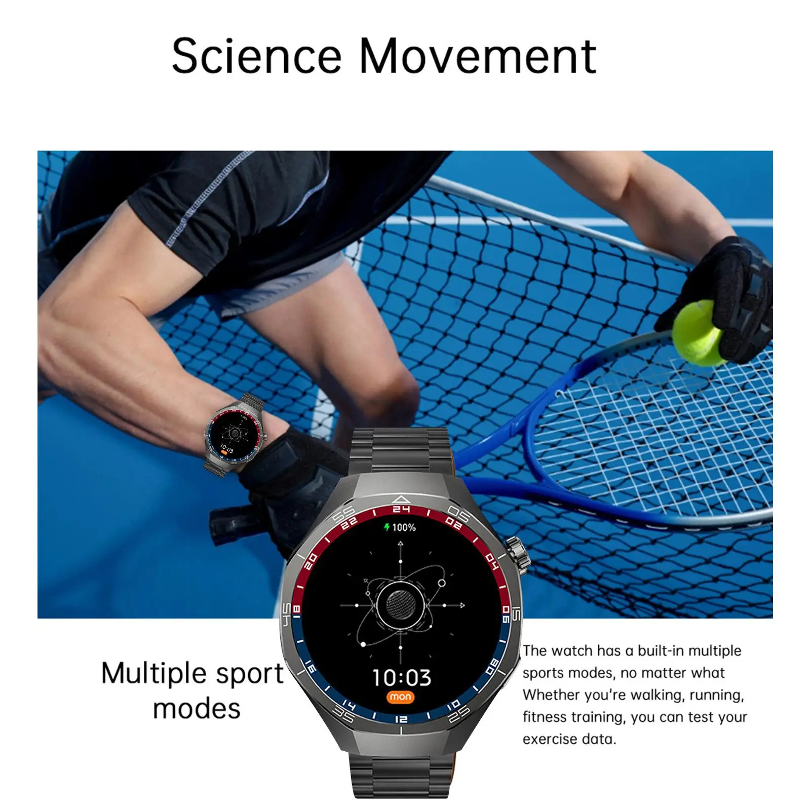 Sportuhr, Smartwatches für Damen, USB-Aufladung, extra langer Akku, voller Touch-LED-Bildschirm, Fitness-Tracker für Fitnessstudio, Laufen, Schlafen