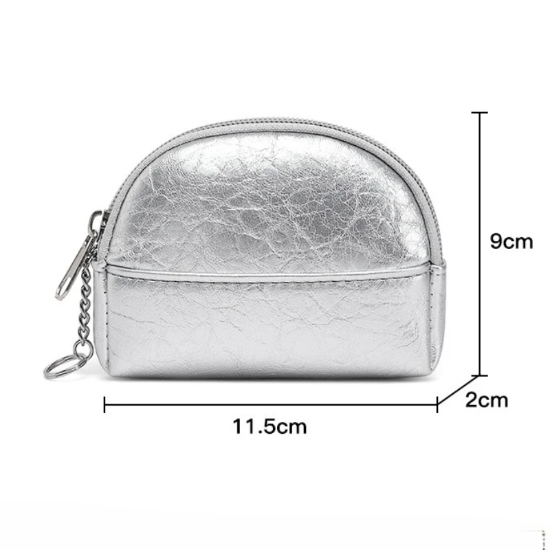 New Silver Black Women Coin Purse Small Bag Wallet Change Purses Zipper Money Bags Kids Mini Wallets Leather Key Holder