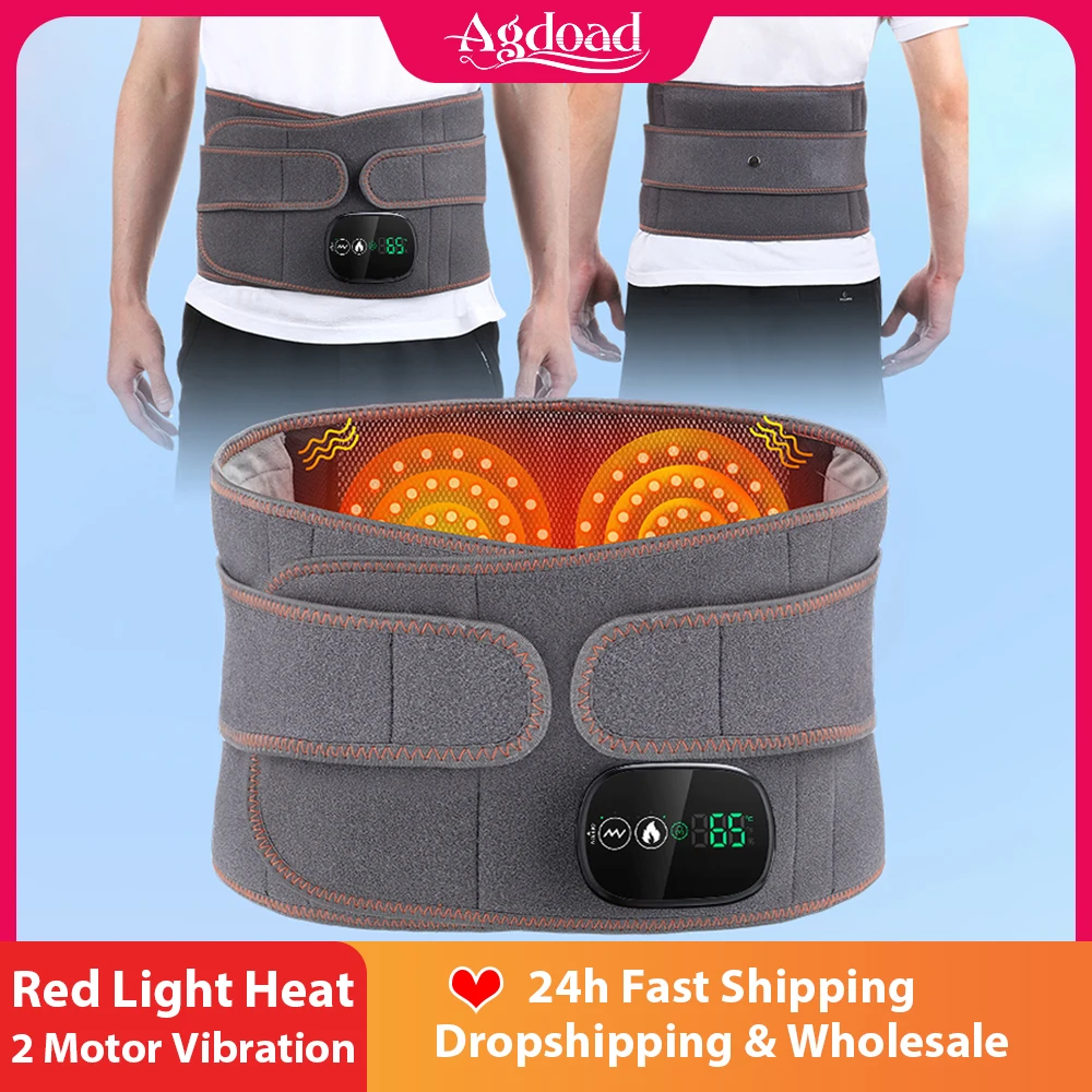 Dual Red Light Heating Massage Waist Belt, Electric Heating Waist Massager, Rechargeable Heated Massage Belt, Blood Circulation