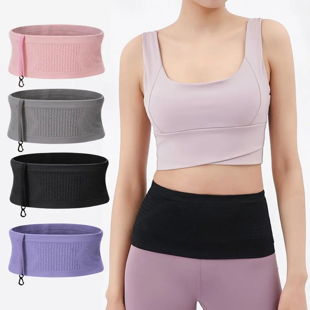 

Waist Bag Ergonomic Hidden Pockets Moisture-Wicking Super Stretchy Not Tight Storage Multifunctional Knit Concealed Waist Bag