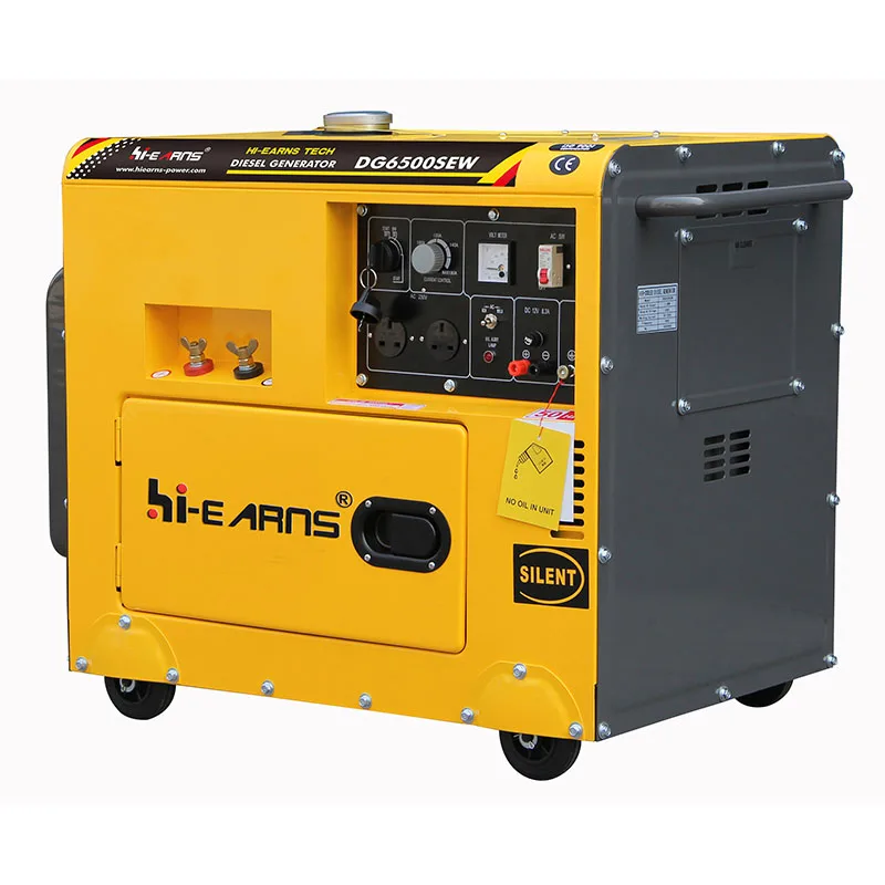 

Дизельный генератор Hiearns 2.25 кВА 1.8 кВт бесшумного типа, портативный, DG6500SEW, с воздушным охлаждением, 220В, однофазный, с выходом постоянного тока для сварки