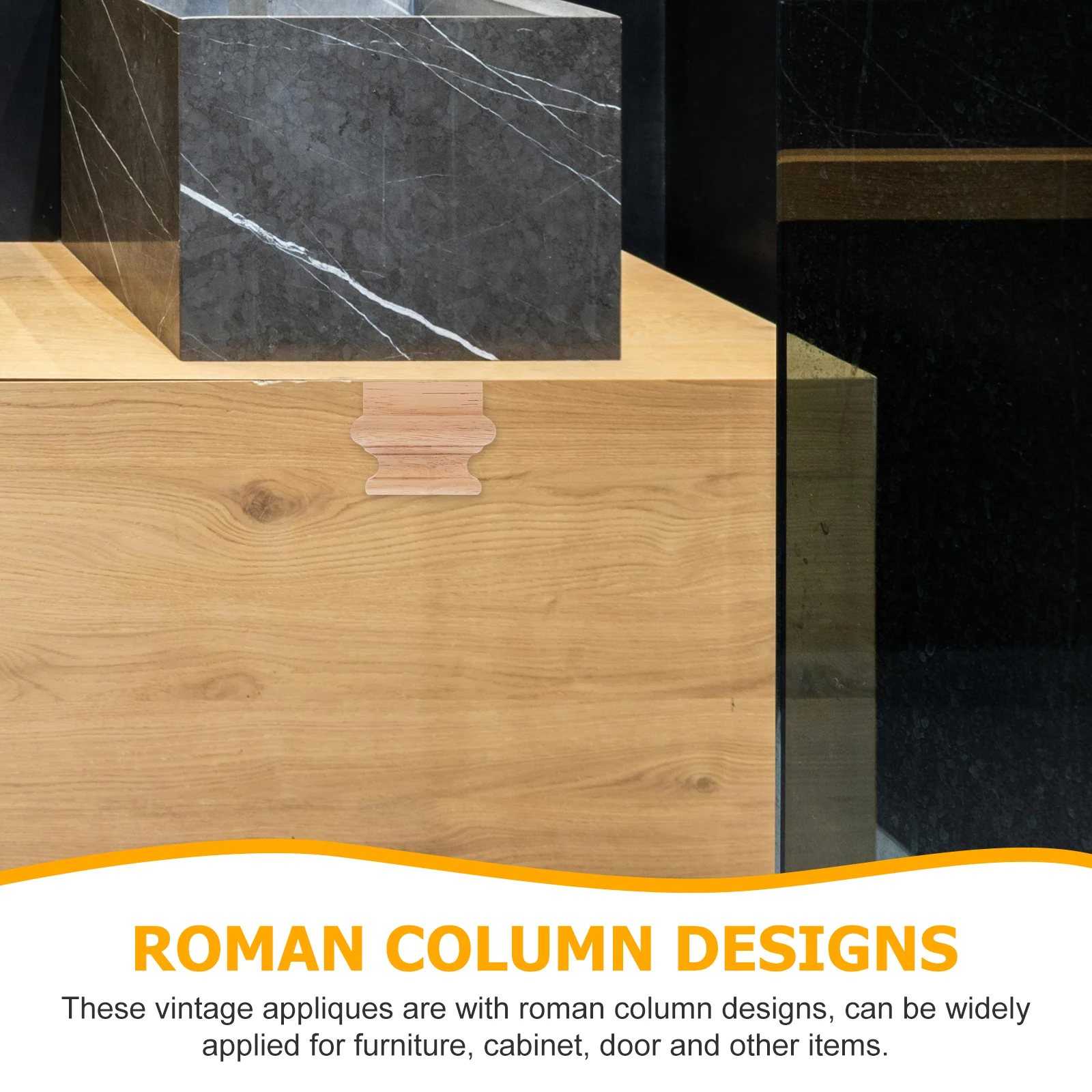 

1pc Wood Carved Roman Column Head Onlay Applique For Furniture Cabinet Door Corner Moulding Wooden Decoration Craft Supply