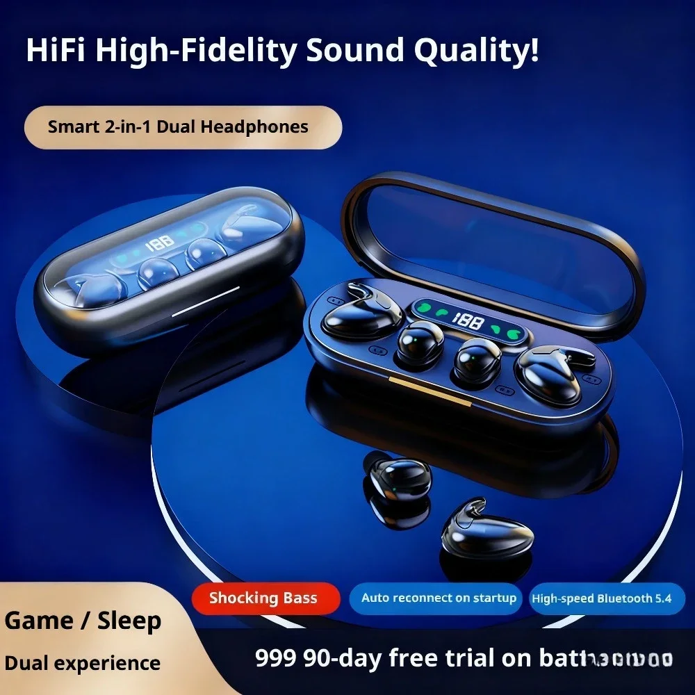 Wireless Earphones Stereo Sound High Definition HIFI Quality Noise Cancellation Multi Functional Battery Level Display Comfortab