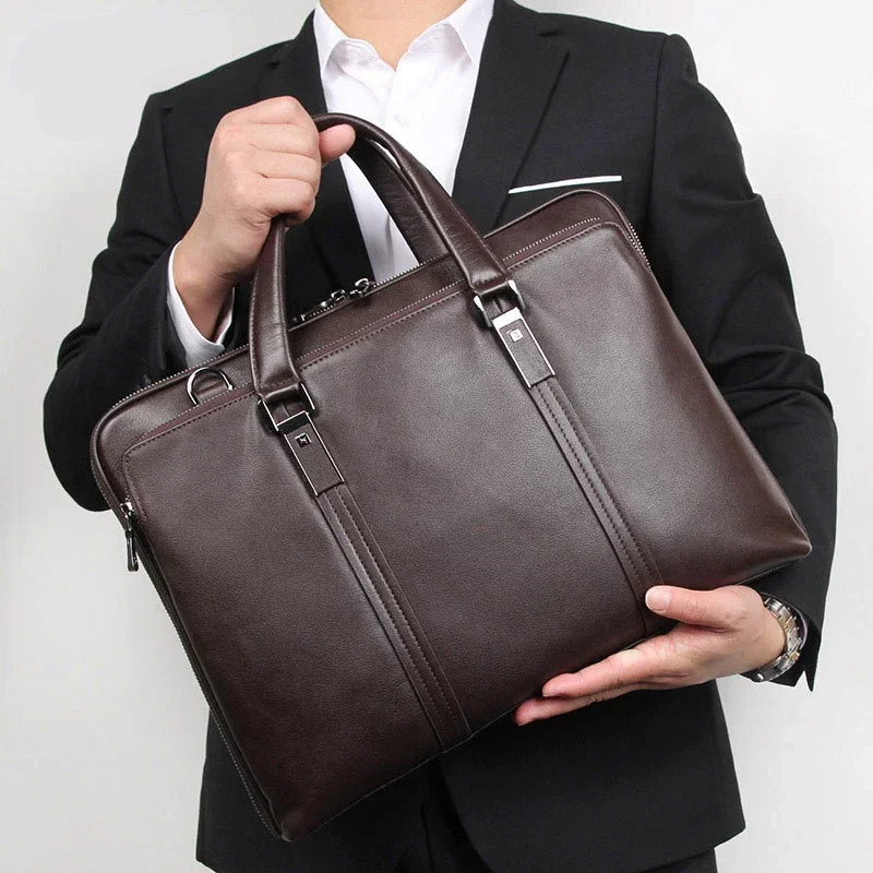 Imagem -06 - Maleta de Couro Genuíno para Homens Bolsa de Negócios Bolsa de Ombro Masculina Bolsa de Escritório Estojo de Documentos 14 15.6 Luxo