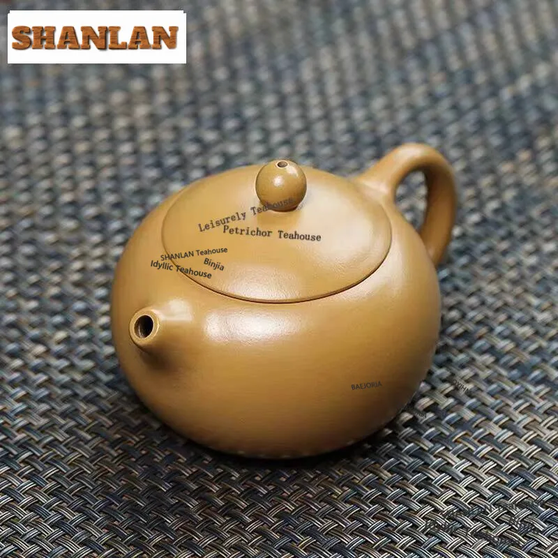 

210ml Handmade Yixing Purple Clay Teapots Handmade Xishi Pot Raw Ore Gold Zhu Mud Tea Brewing Kettle With Filter Zisha Tea Set