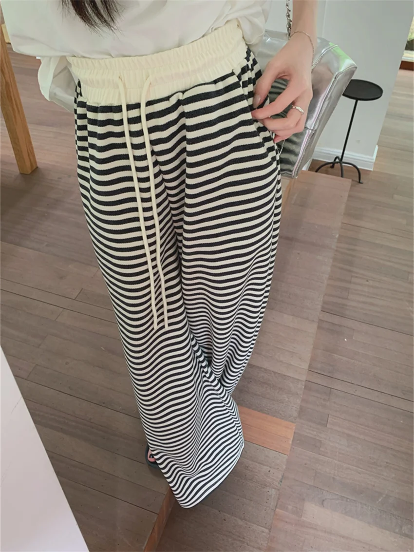 

Alien Kitty Casual Women Pants Korea Chic Summer Stripes Loose 2023 OL New Stylish Office Lady All Match High Street Wide Leg