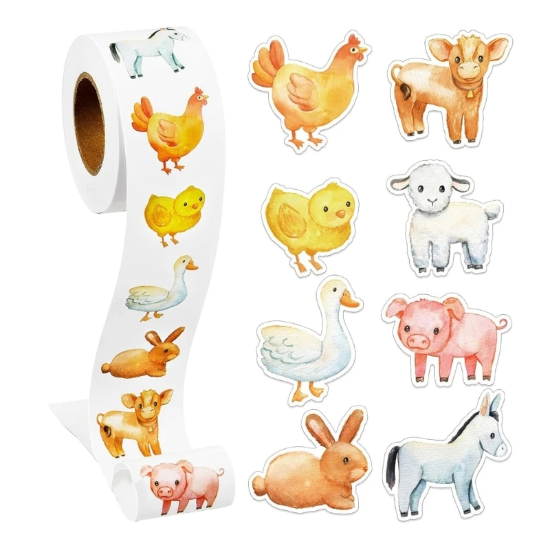 Animal Sticker Roll 500pcs Assorted Dinosaur Space Designs Self Adhesive Labels for Scrapbooking and Classroom Reward