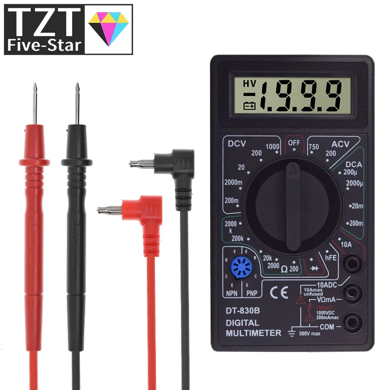 TZT DT830B LCD Digital Current Voltage Tester Module For Multimeter DC AC Voltage Diode Freguency High Safety Handheld Meter