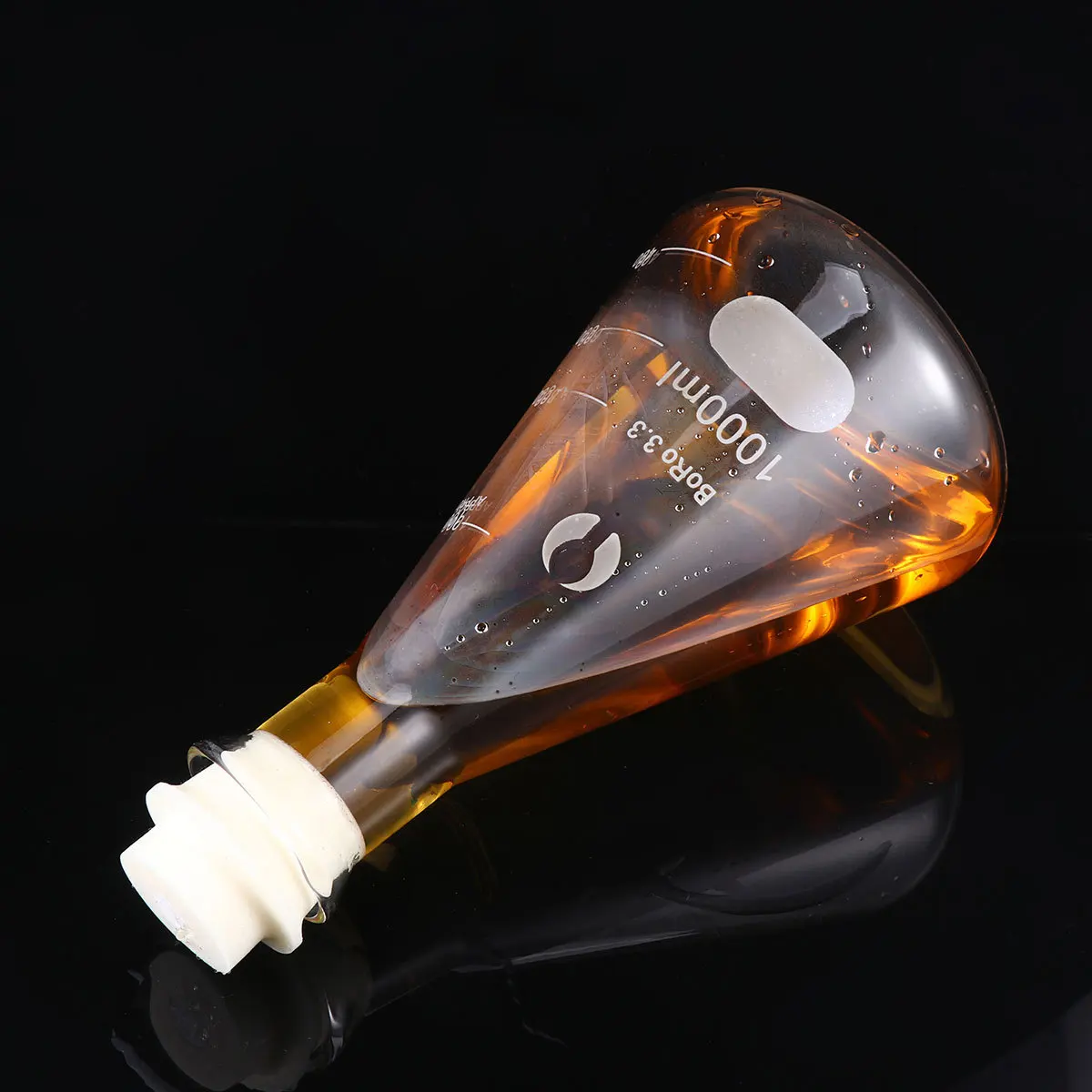 

1Pcs Laboratory Glass Flask 1000Ml Conical Flask with Cork Stopper Wide Mouth for Chemistry Class Accurate Measurement Bubbles