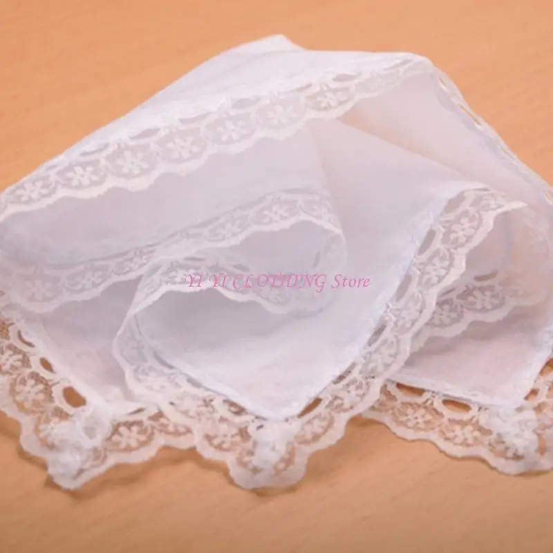 N5KF Fiary Fazzoletto pizzo bianco Fazzoletto da taschino Fazzoletti cotone Bandana pizzo Asciugamano da taschino