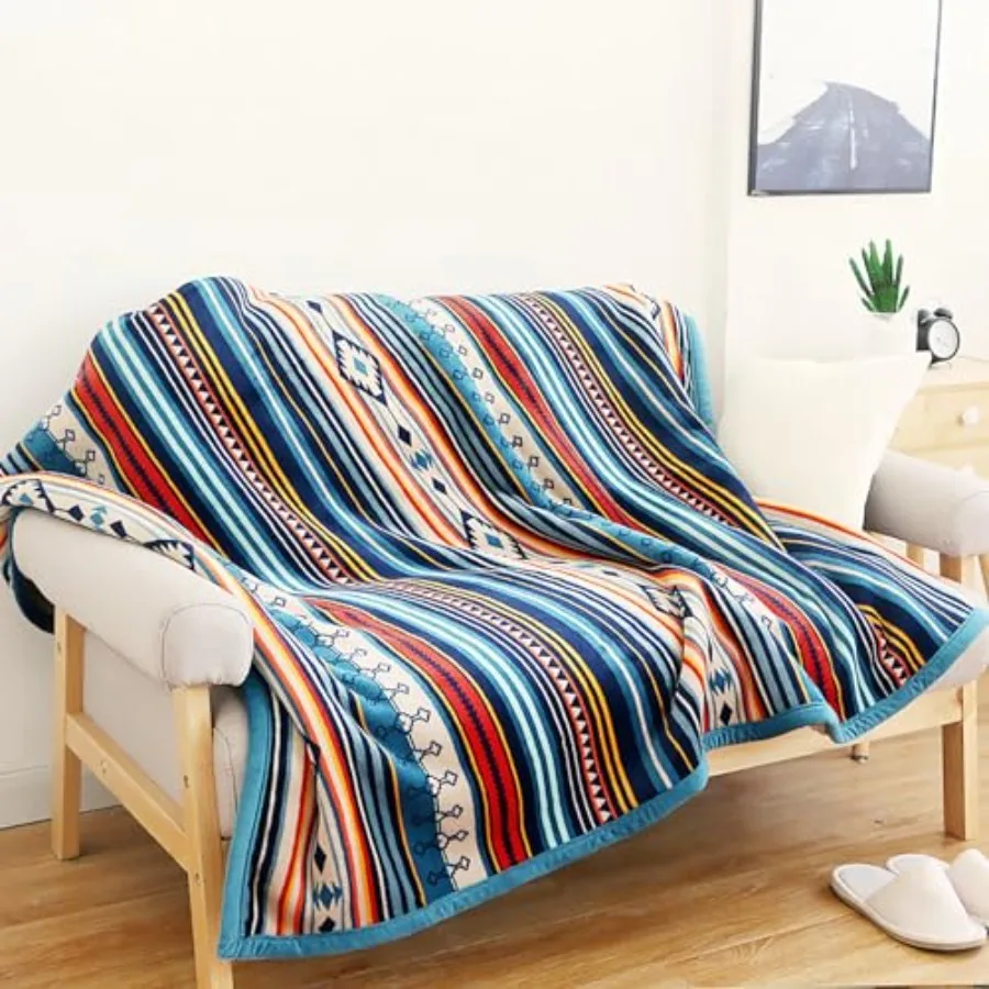 Manta de cama Sherpa bohemia tamaño king 90'' x 108'' con diseño nativo americano para un calor acogedor en el sofá de la cama o el sofá Ideal para I