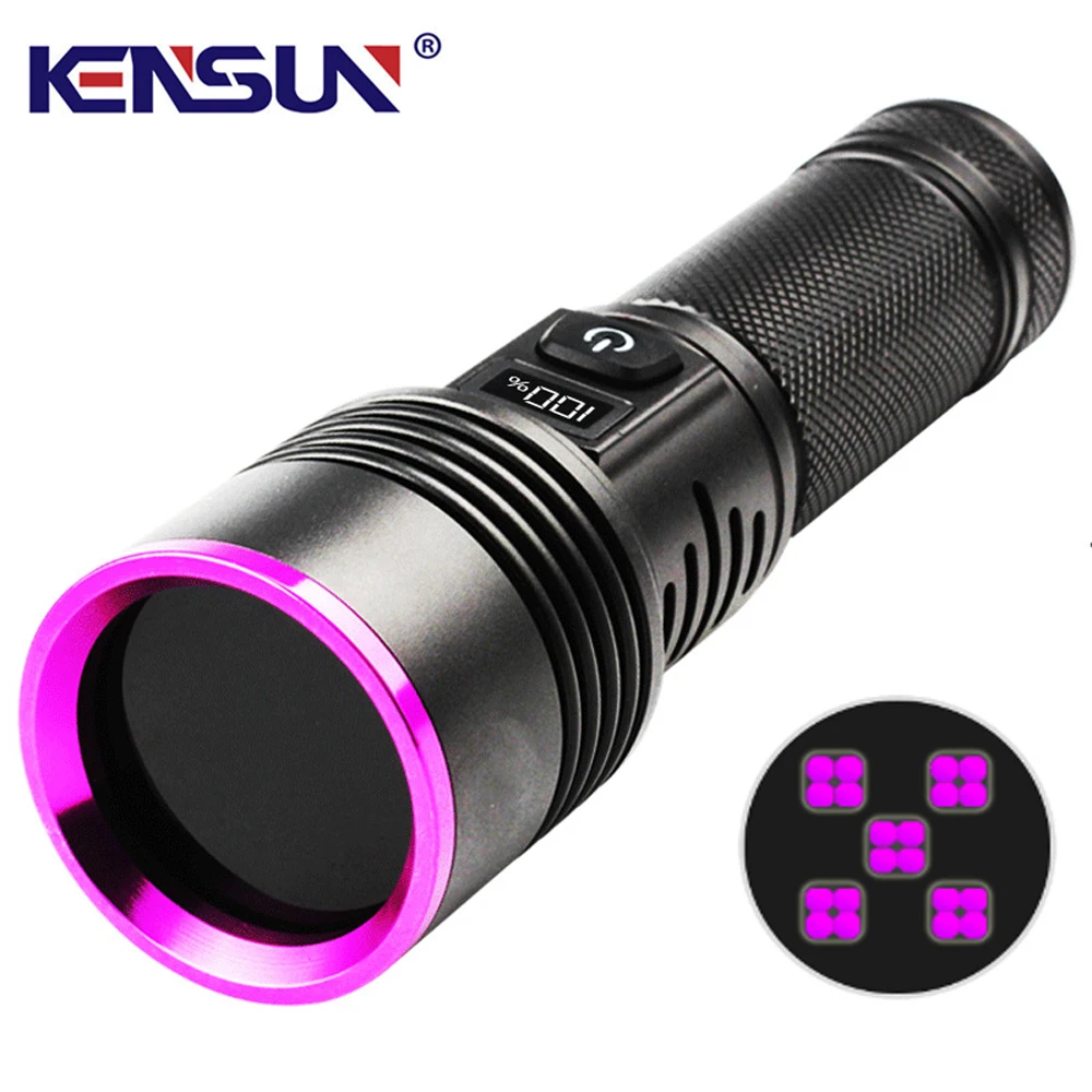 

Powerful 365NM UV Flashlight High Power Black Mirror Purple Light Detection Torch Type-C USB Rechargeable LED Ultraviolet Lamp