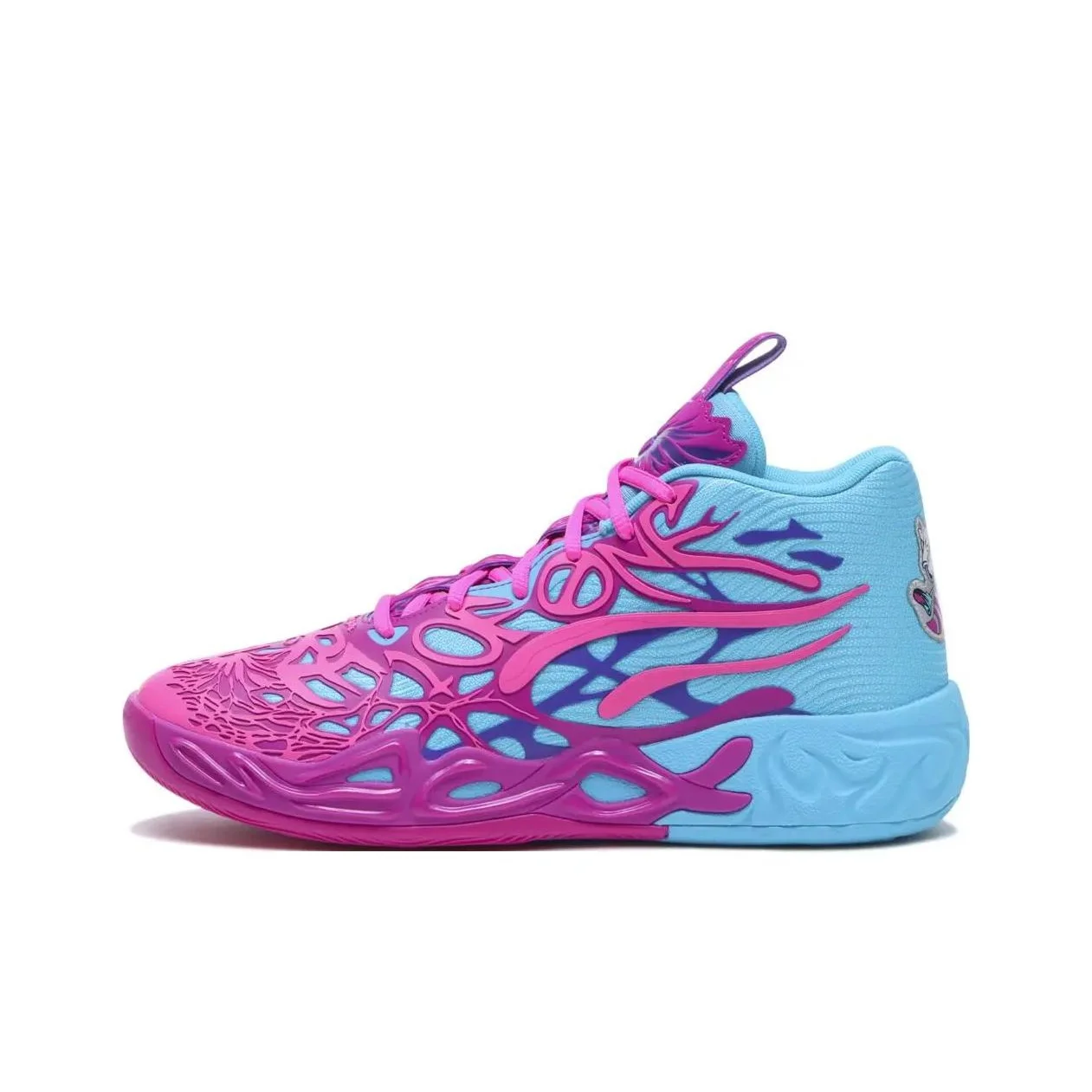 PUMA MB.04 Slip Resistant, Abrasion Resistant, Breathable Mid top Basketball Shoes Men's Blue Pink Purple 310836-01