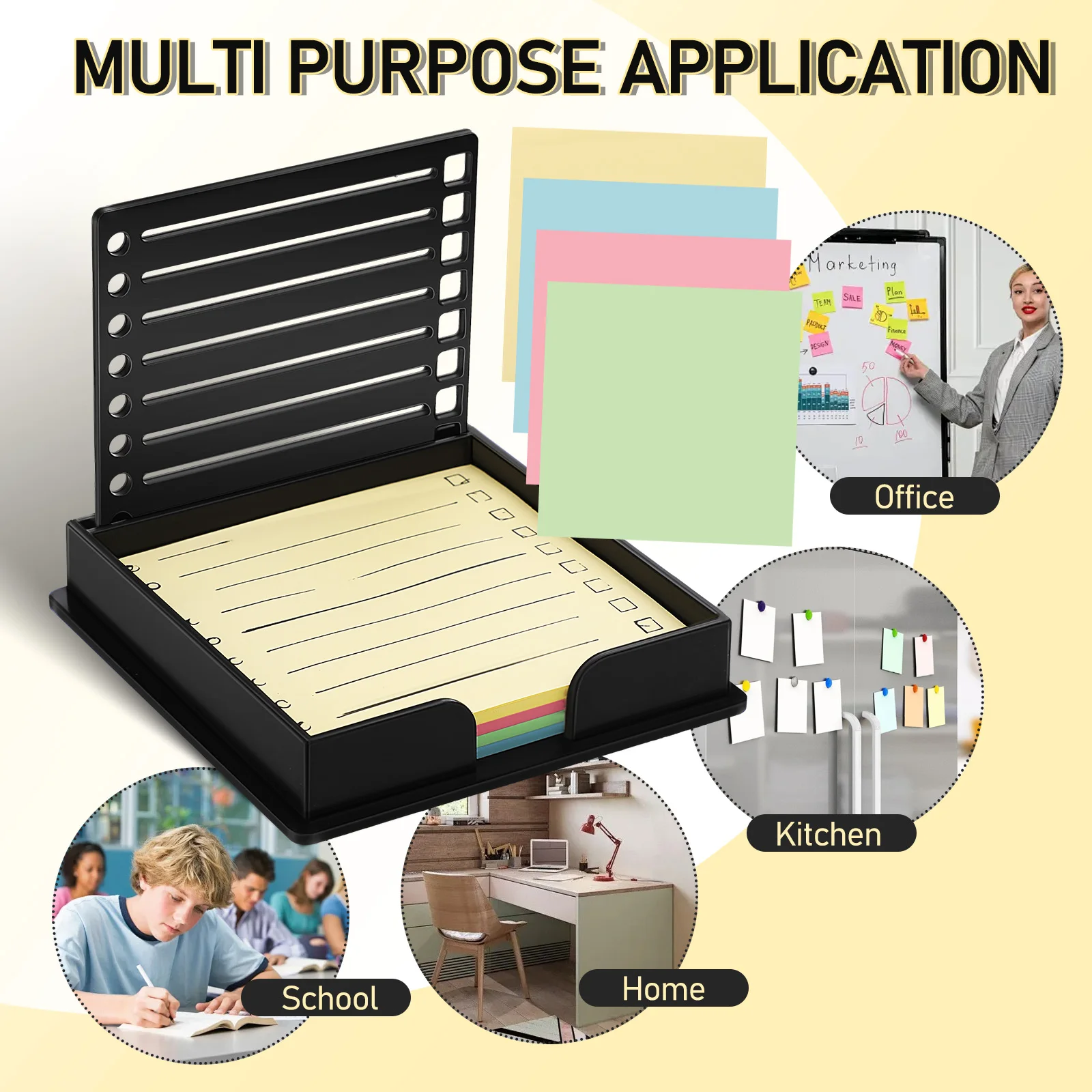 

Memo Note Stencil Template With Sticky Paper Desk Sticker Dispenser Practical Note Holder For Office Study Home Use Notepad Note