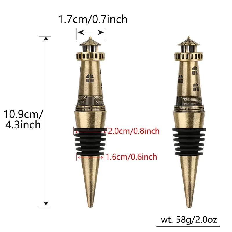 Vintage Metal Bottle Stopper Nautical Lighthouse Wine Stoppers for Party Club Tool Wedding Champagne Savers Accessory