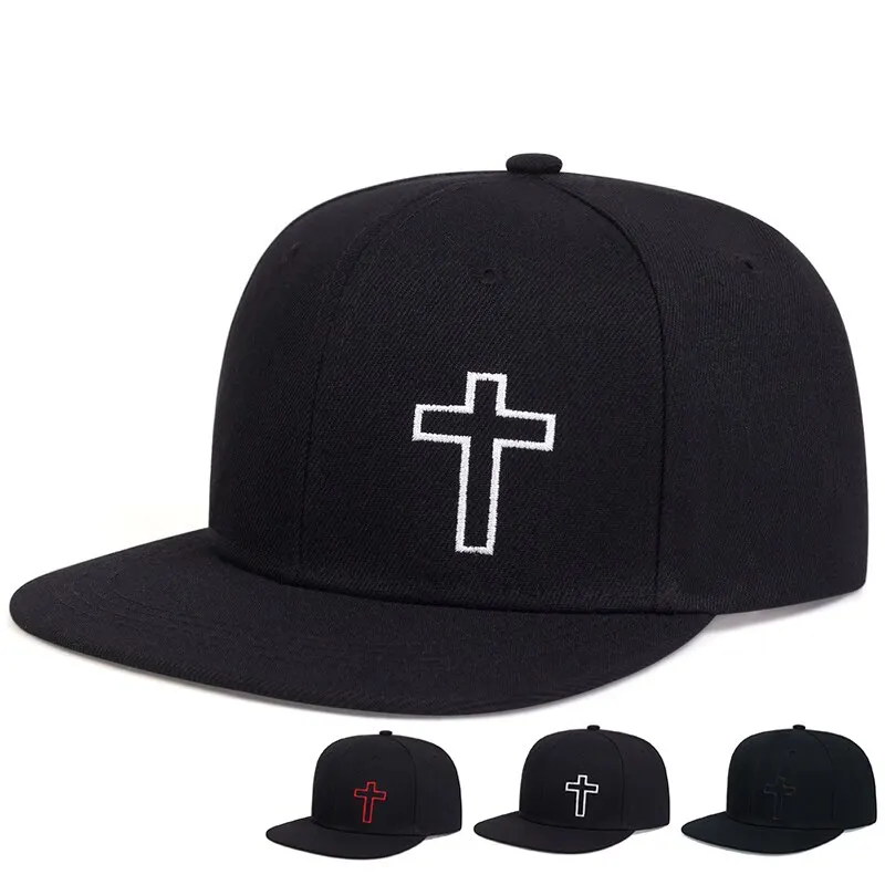 Unisex Cross Embroidery Hip-hop Hats Outdoor Adjustable Casual Baseball Caps Sunscreen Hat