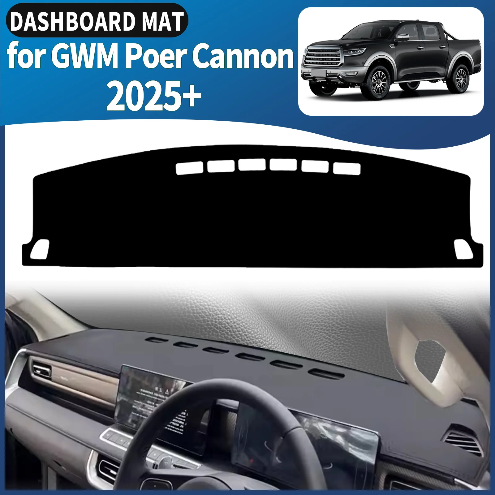

fit for GWM Poer Cannon 2025 2026 2027 Dashboard Cover Mat Sunshade Anti‑Slip Dash Carpet Protector Interior Parts Accessories