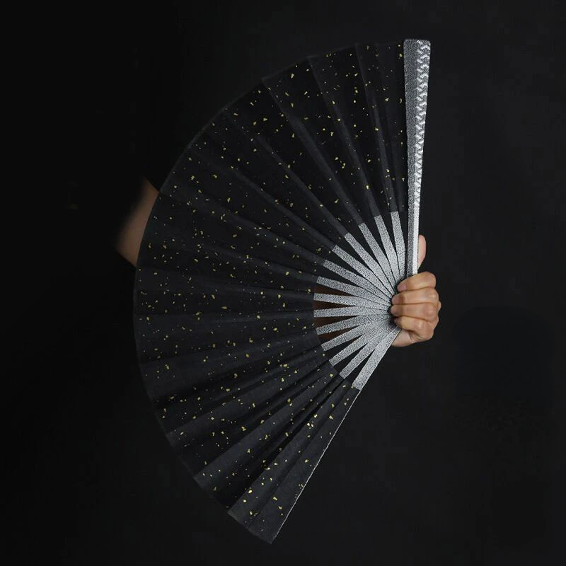 Metal Kung Fu Folding Fan Silk Cloth Fan Surface Tungsten Steel Alloy Self-defense Kung Fu Fan