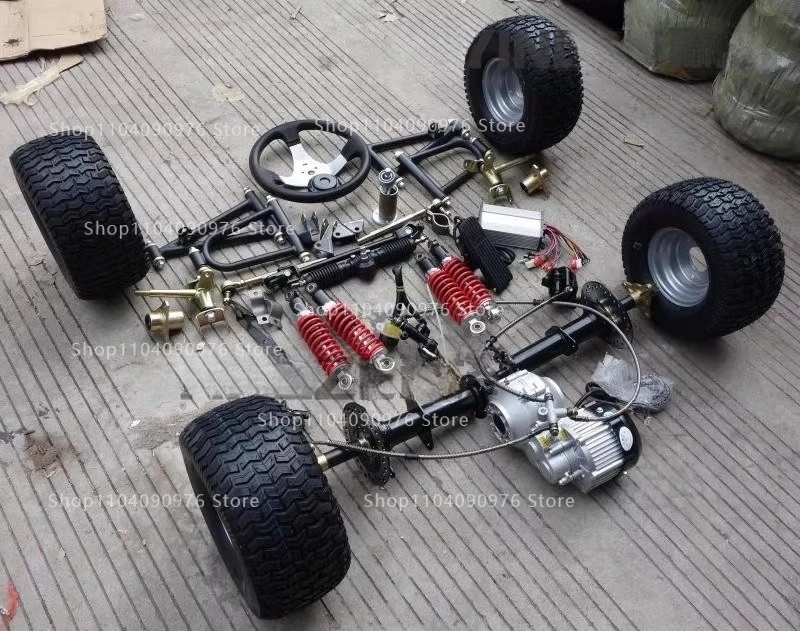 Accessoires de kart à quatre roues modifiés, bricolage, suspension avant, direction, arbre différentiel, moteur d'entraînement, essieu arrière, pneu de 6 pouces