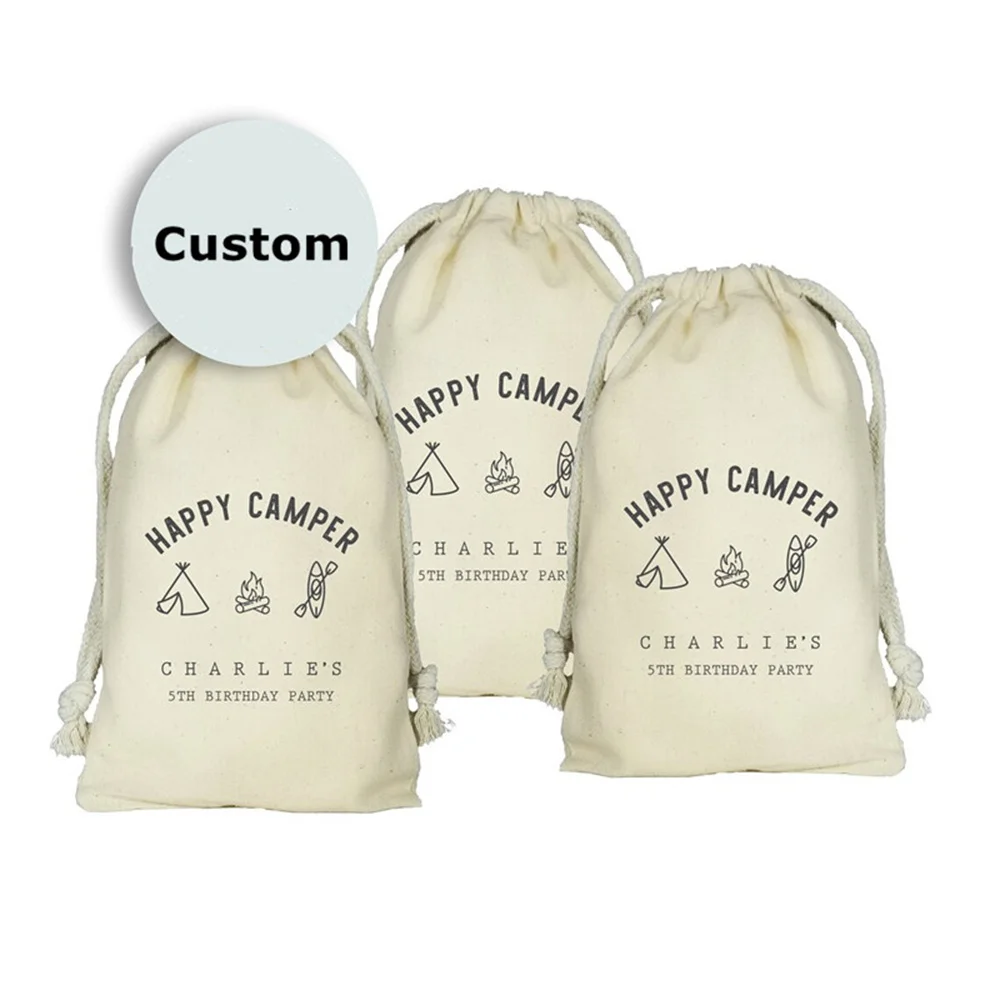 Happy Camper Party Favor Bags, Custom Camping Favors, Set of 20 Camping Bags, Outdoor, Camp Party, Smores, Mountains Gift Bags