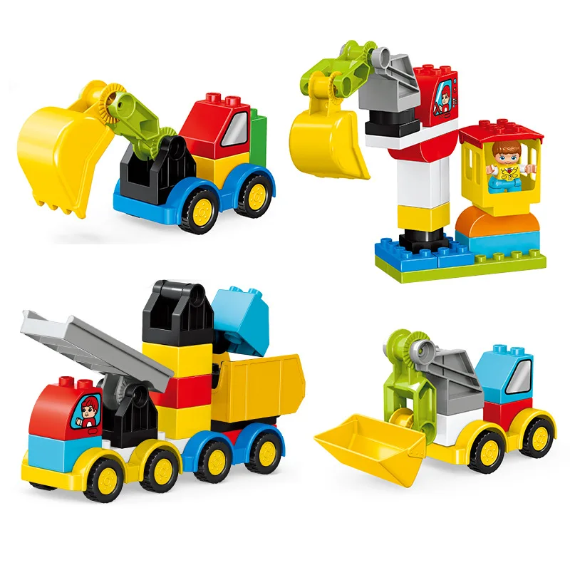 Big Building Blocks Traffic Mechanical Construction Accessories Bucket Compatible Large Bricks Children Kid Creativity Toys Gift