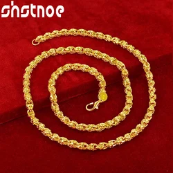 SHSTONE 18K Gold Wheat Chain Necklaces For Woman Men Fashion Party Wedding Engagement Charm Jewelry Lovers Gift